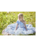 One Shoulder Blue Ivory Flower Girl Dress